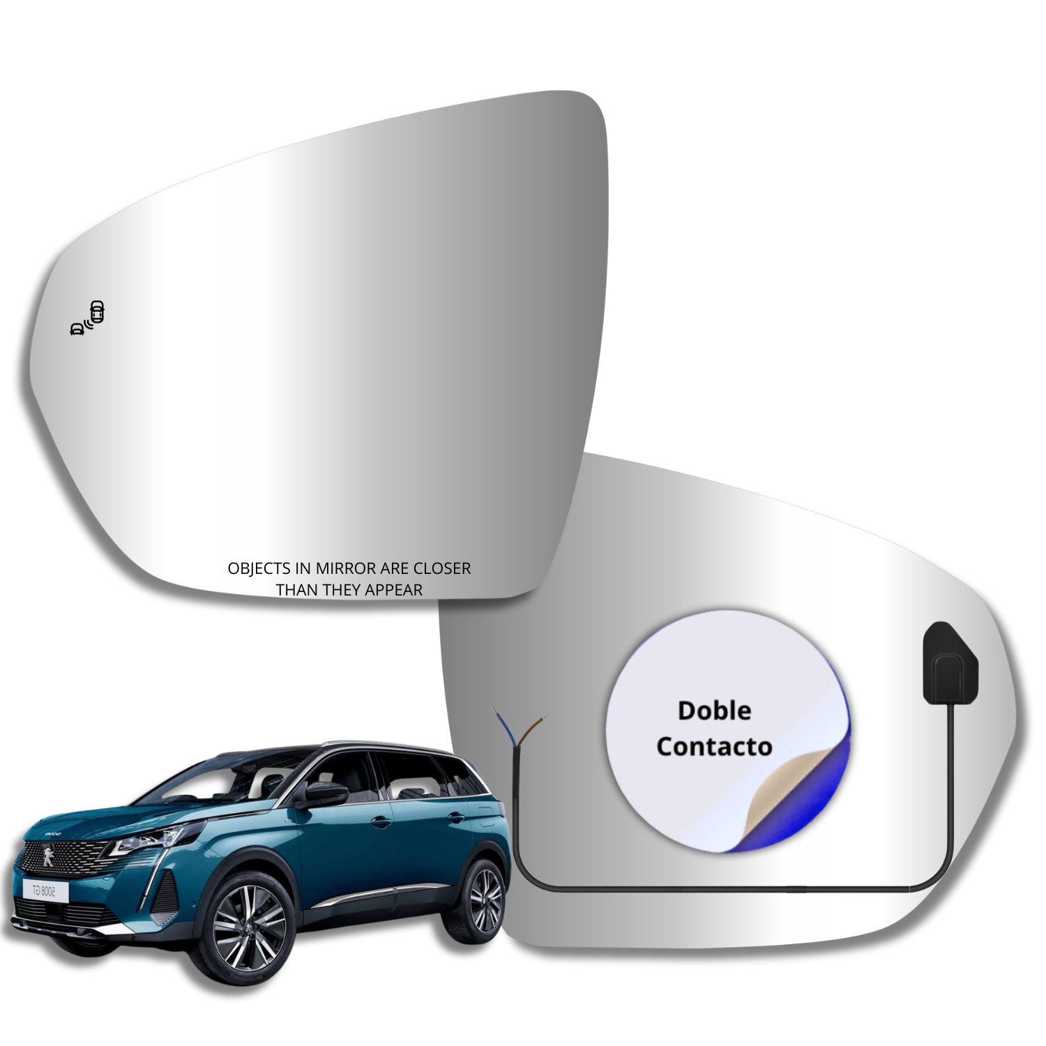 Peugeot 5008 2015-2022 Luneta Espejo Retrovisor Alternativo con Sensor