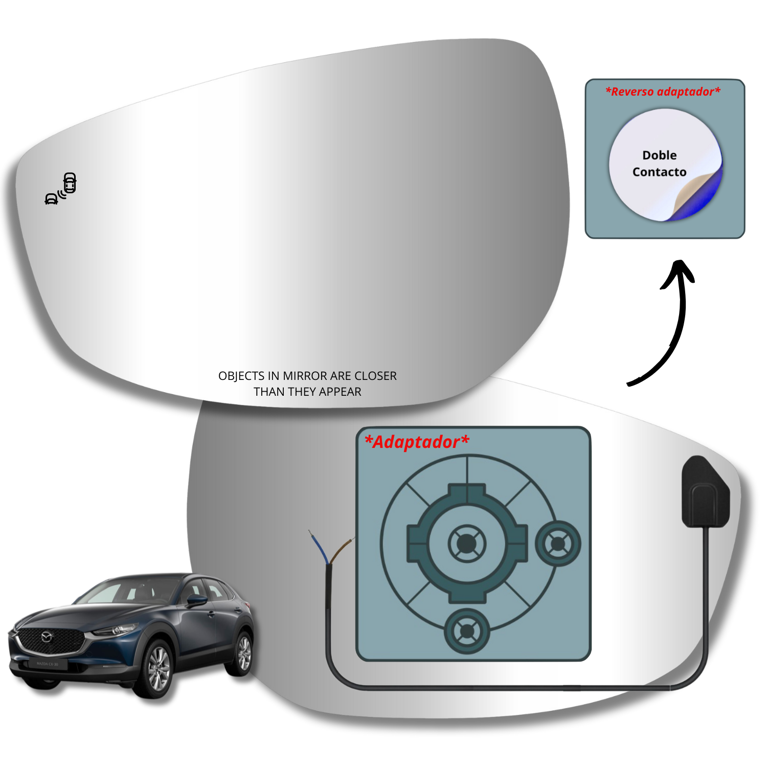 Mazda CX30 2018-2022 Espejo Con Sensor de Punto Ciego Alternativo