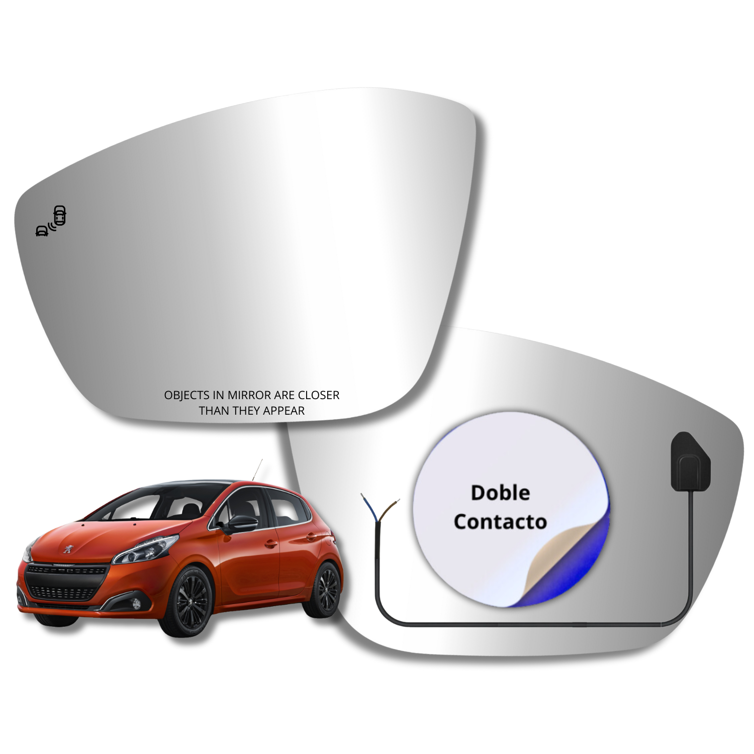 Peugeot 208 2010-2018 Luneta espejo retrovisor Alternativo