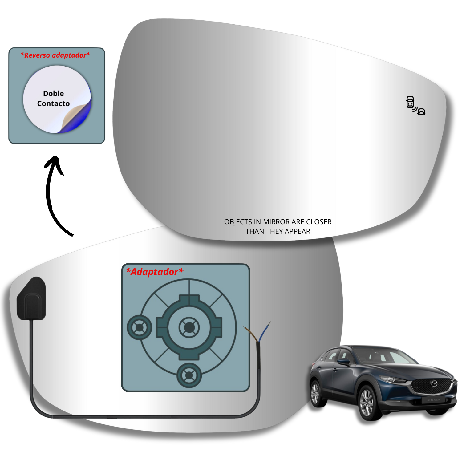 Mazda CX30 2018-2022 Espejo Con Sensor de Punto Ciego Alternativo - Image 2