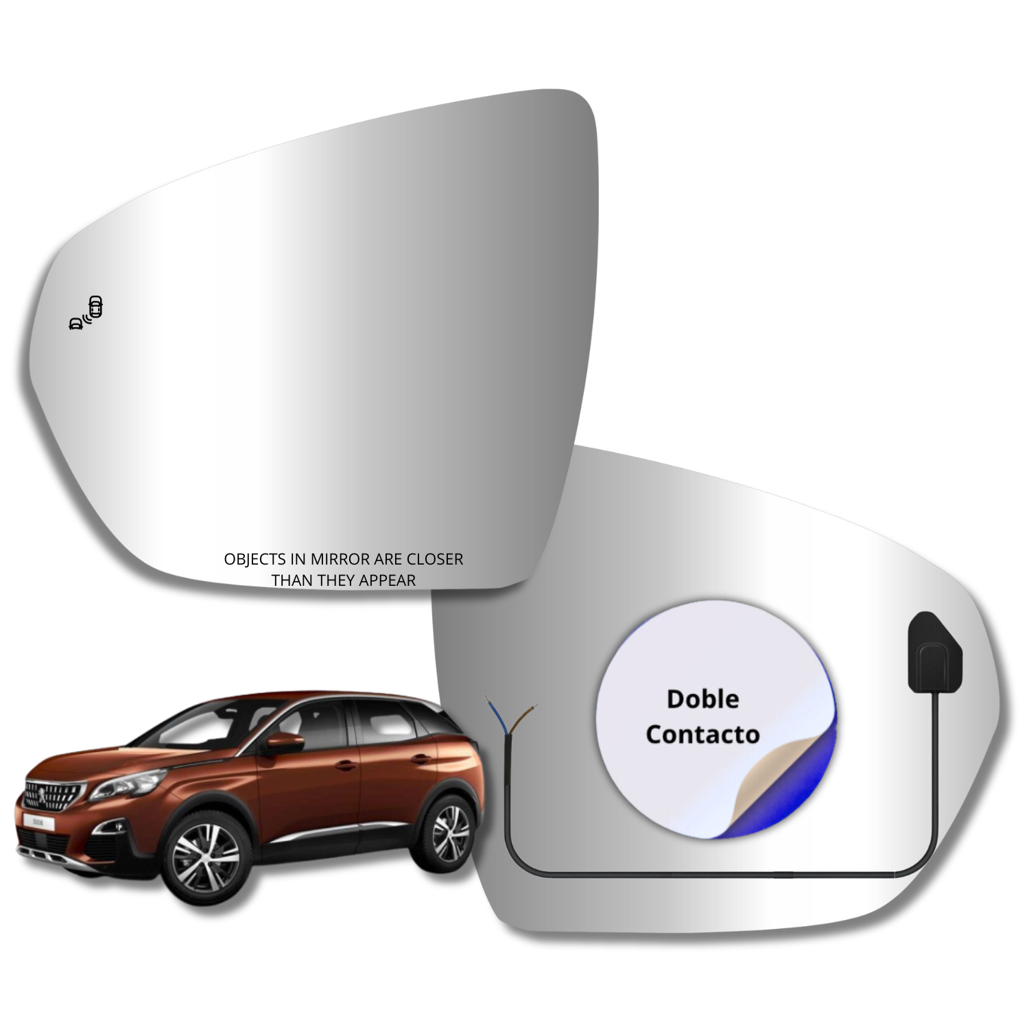 Peugeot 3008 2015-2022 Luneta Espejo Retrovisor con sensor